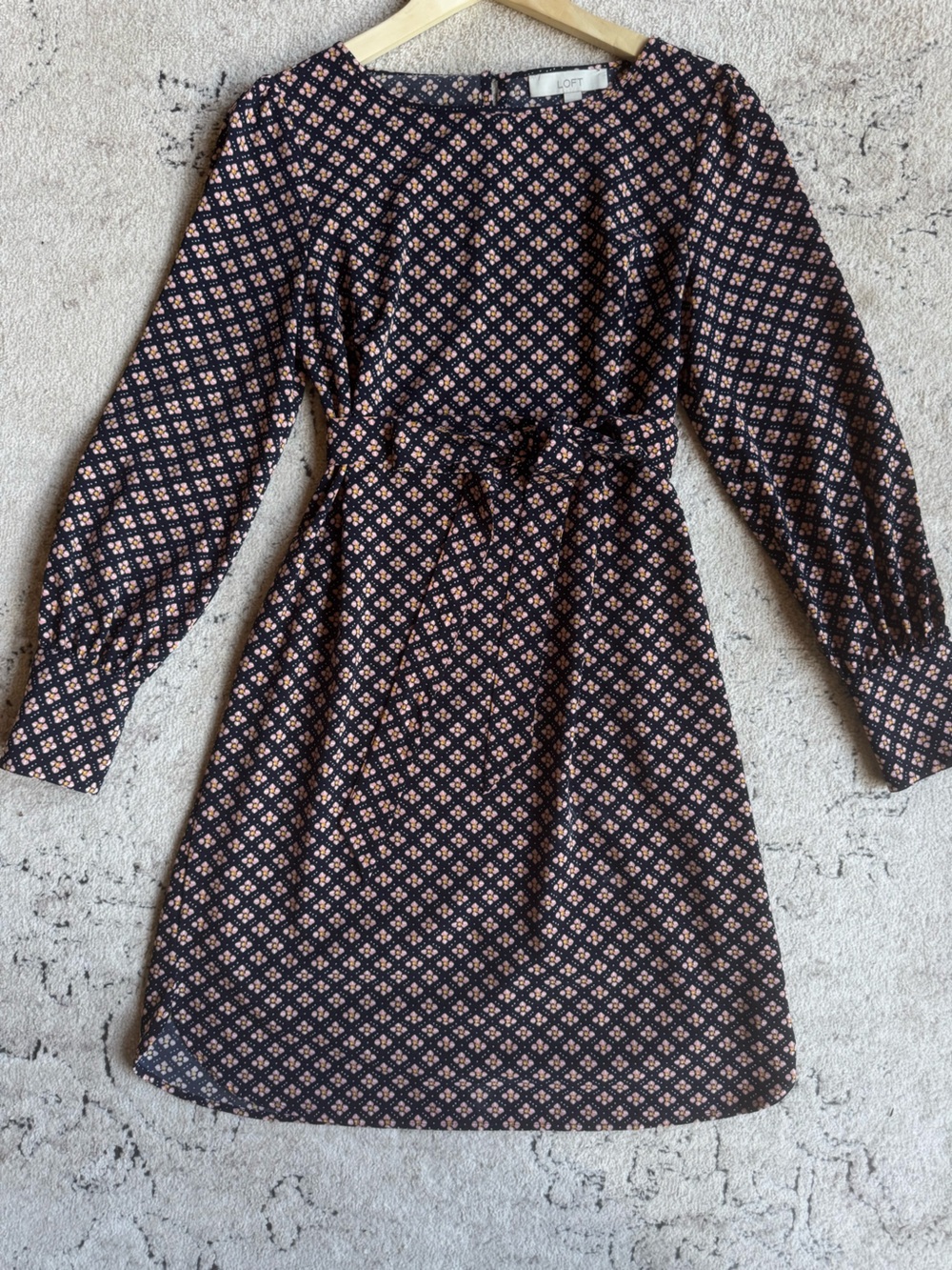 Women's Navy & Pink Printed Long Sleeve Dress